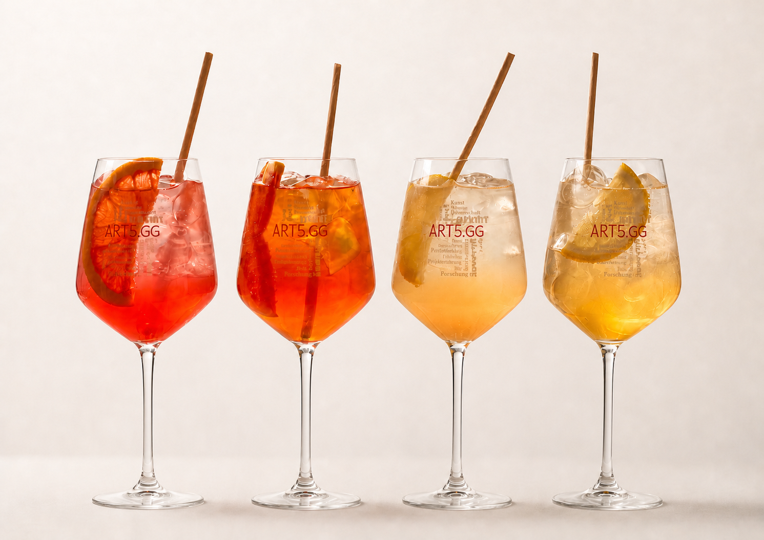 Vier BACARETO Signature Spritz nebeneinander